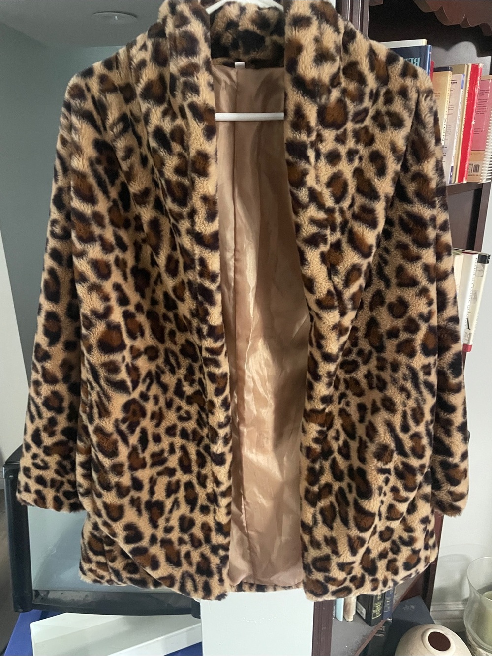 Leopard Print Faux Fur Coat - Women’s Brown Animal Print Jacket
